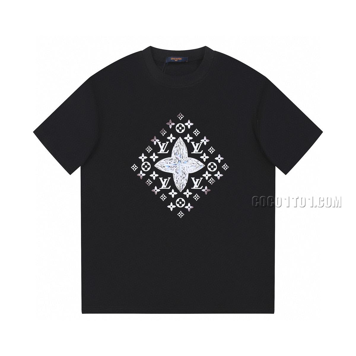 Louis Vuitton imported machine direct spray pattern printed short-sleeved T-shirt NLOUIS VUITTON42307