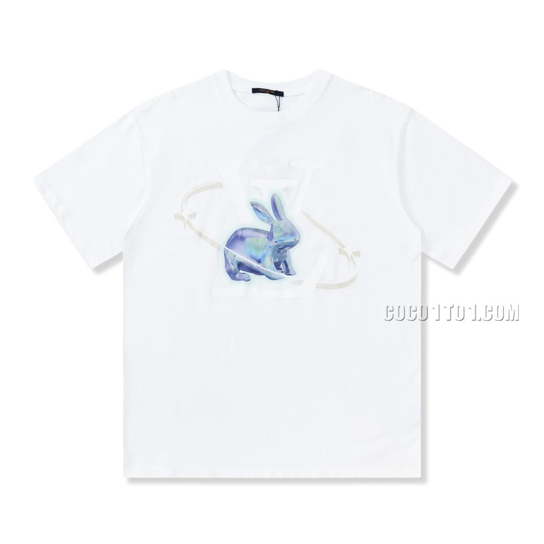 Louis Vuitton sier ring jade rabbit pattern printed classic short-sleeved T-shirt NLOUIS VUITTON42307