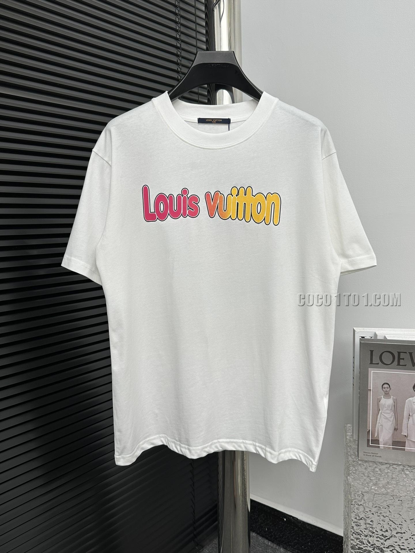 Louis Vuitton New graffiti print letter logo pattern short-sleeved T-shirt NLOUIS VUITTON42307