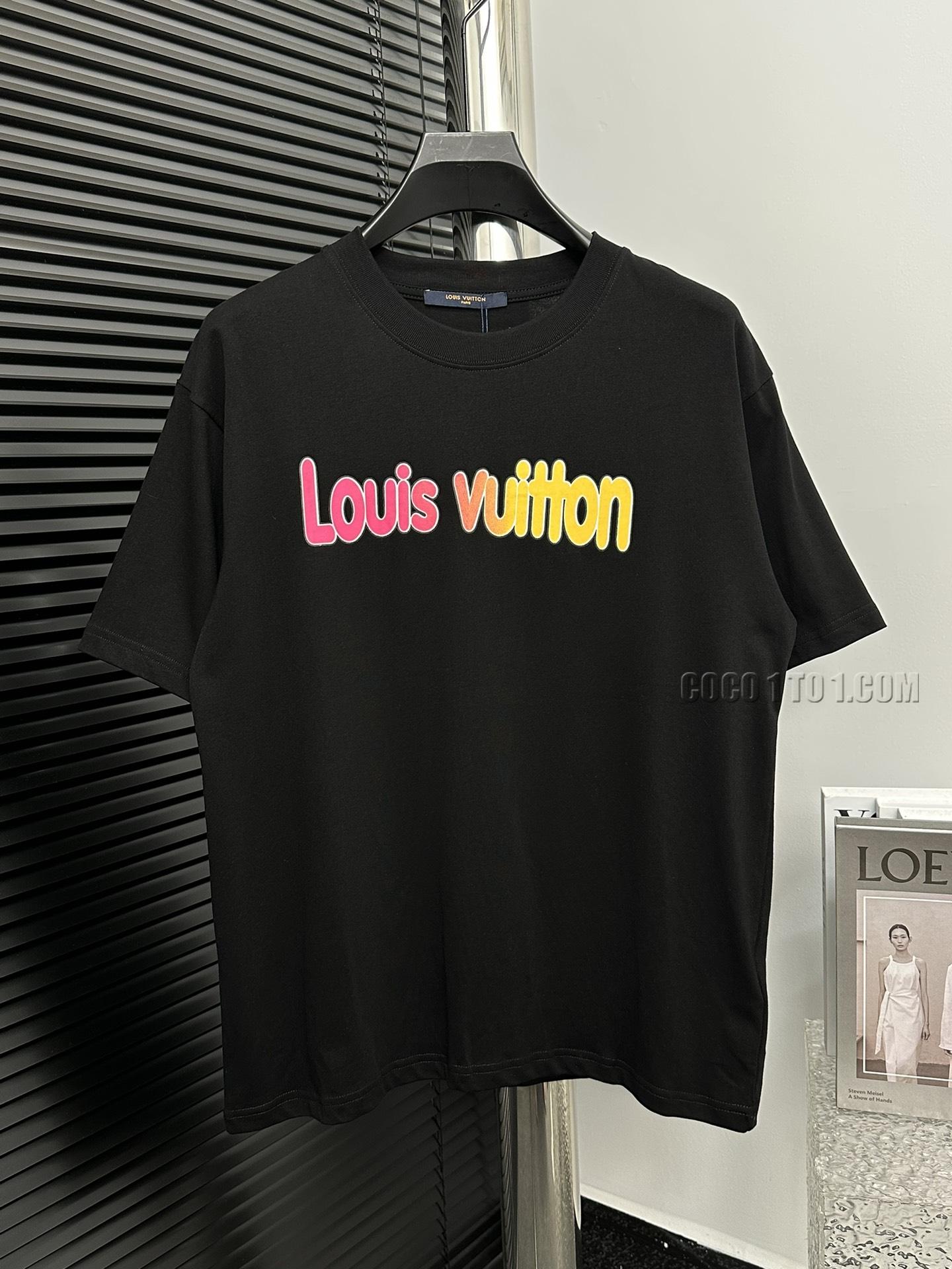 Louis Vuitton New graffiti print letter logo pattern short-sleeved T-shirt NLOUIS VUITTON42307
