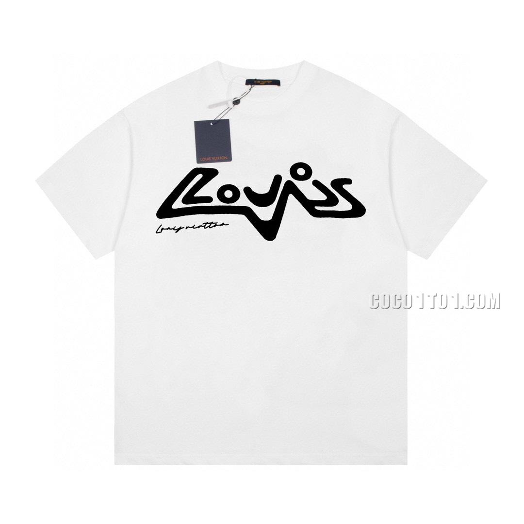 Louis Vuitton limited edition show big logo veet foam letter short-sleeved T-shirt NLOUIS VUITTON42307