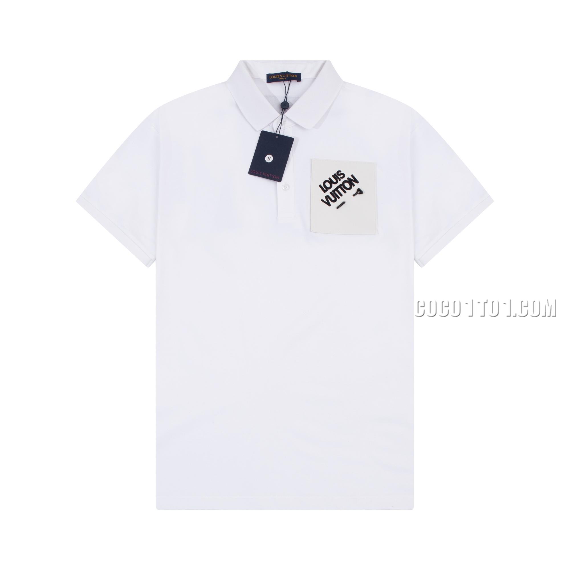 Louis Vuitton Spring Classic Logo Badge Alphabet Pin Embroidery Faux Pocket Polo Shirt T-shirt NLOUIS VUITTON42307