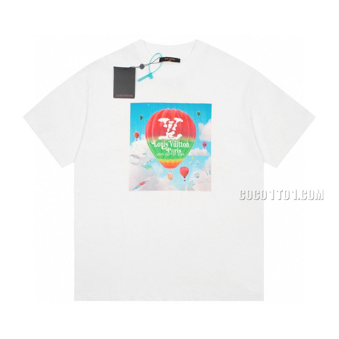 Louis Vuitton Limited Edition Show Colorful Hot Air Balloon Graffiti Letter Print Short-sleeved T-shirt NLOUIS VUITTON42307