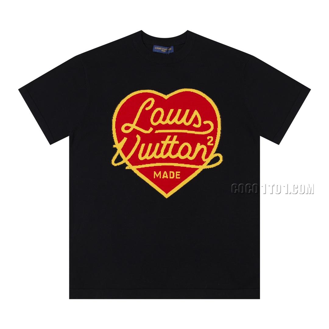 Louis Vuitton Heart Pattern Inlaid Knit Short Sleeve T-shirt NLOUIS VUITTON42307