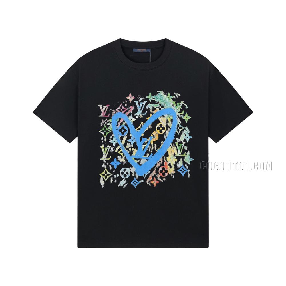 Louis Vuitton Limited Edition Full Print Color Sketch Graffiti Printed Short-sleeved T-shirt NLOUIS VUITTON42307
