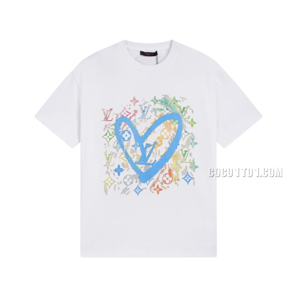 Louis Vuitton Limited Edition Full Print Color Sketch Graffiti Printed Short-sleeved T-shirt NLOUIS VUITTON42307