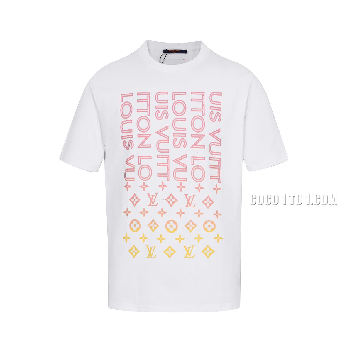 Louis Vuitton Trendy New Gradient Letter Cotton Printed Short Sleeve T-shirt NLOUIS VUITTON42307