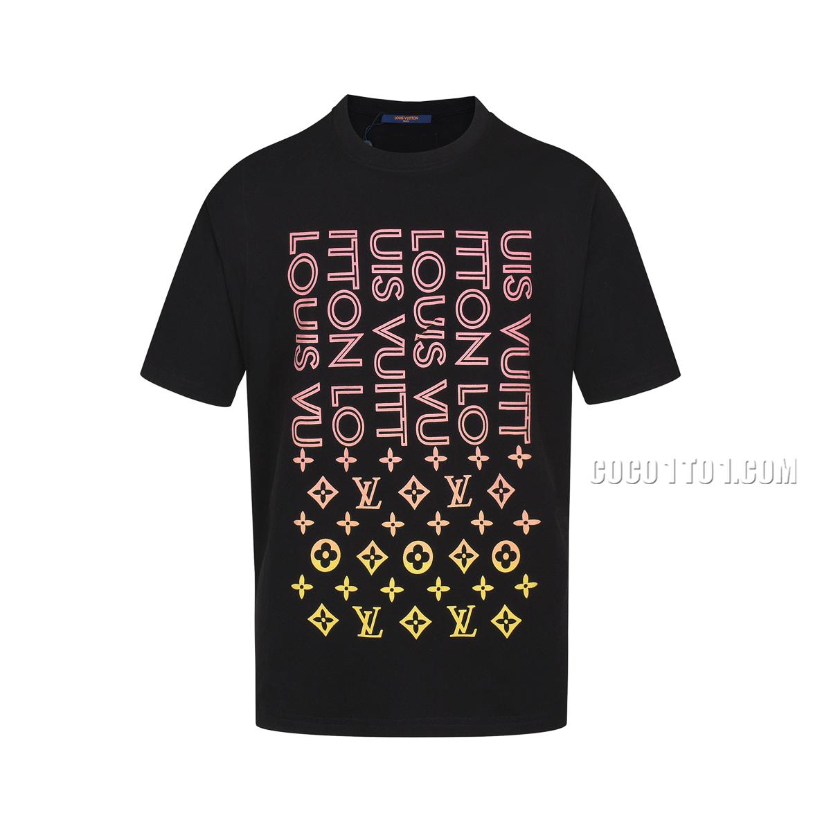 Louis Vuitton Trendy New Gradient Letter Cotton Printed Short Sleeve T-shirt NLOUIS VUITTON42307