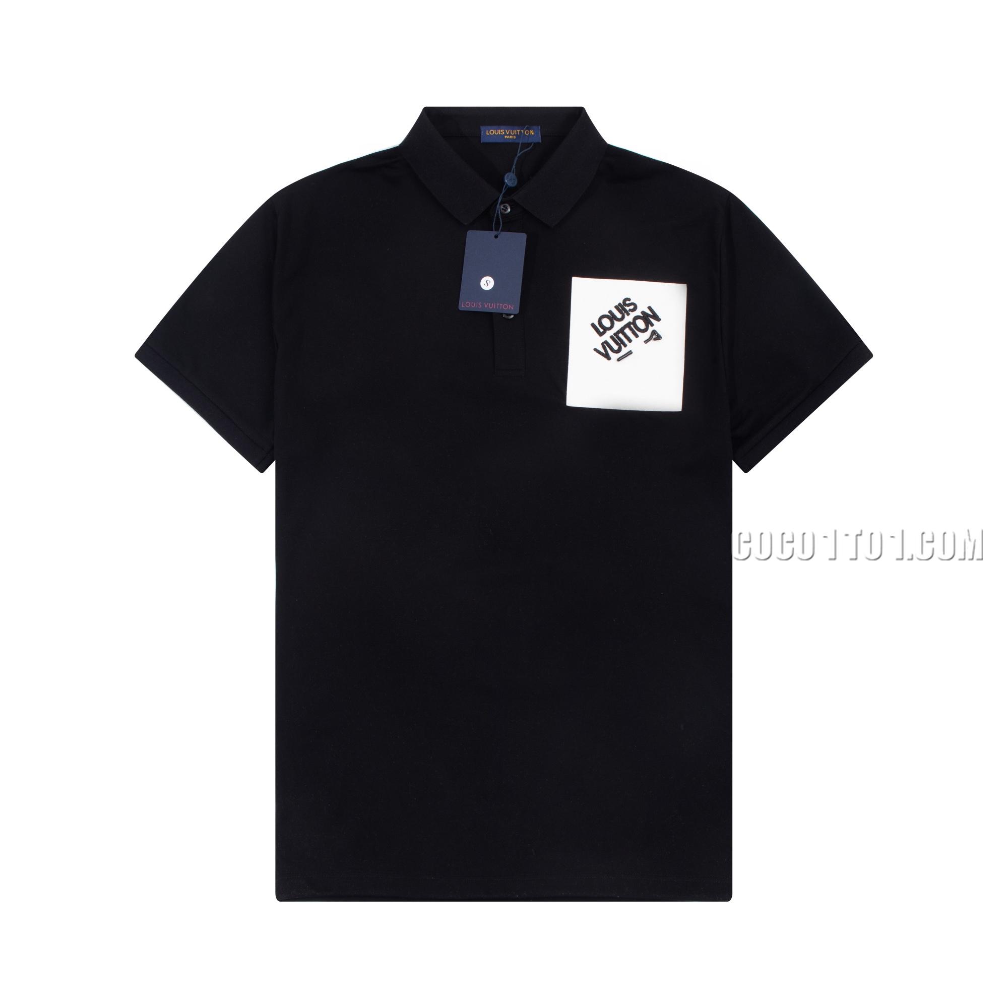 Louis Vuitton Spring Classic Logo Badge Alphabet Pin Embroidery Faux Pocket Polo Shirt T-shirt NLOUIS VUITTON42307