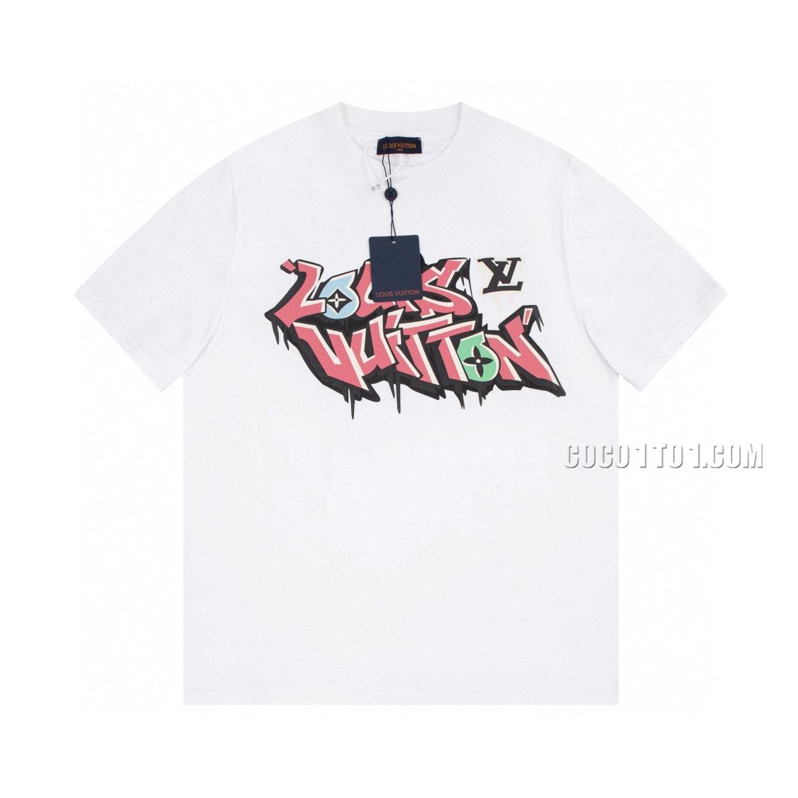 Louis Vuitton Limited Edition Show Dissoing Foam Colorful Graffiti Letter Print Short Sleeve T-shirt NLOUIS VUITTON42307
