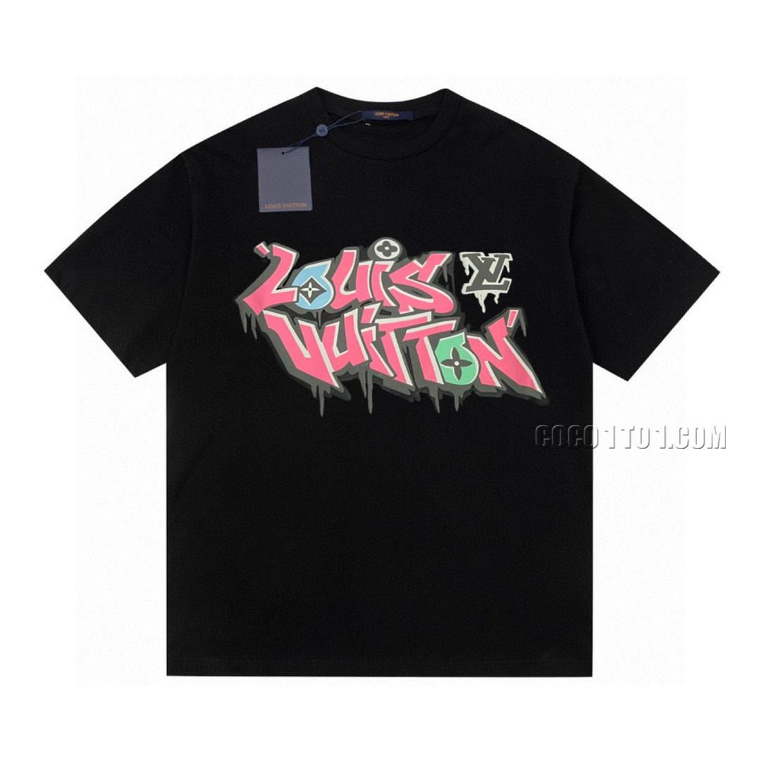Louis Vuitton Limited Edition Show Dissoing Foam Colorful Graffiti Letter Print Short Sleeve T-shirt NLOUIS VUITTON42307