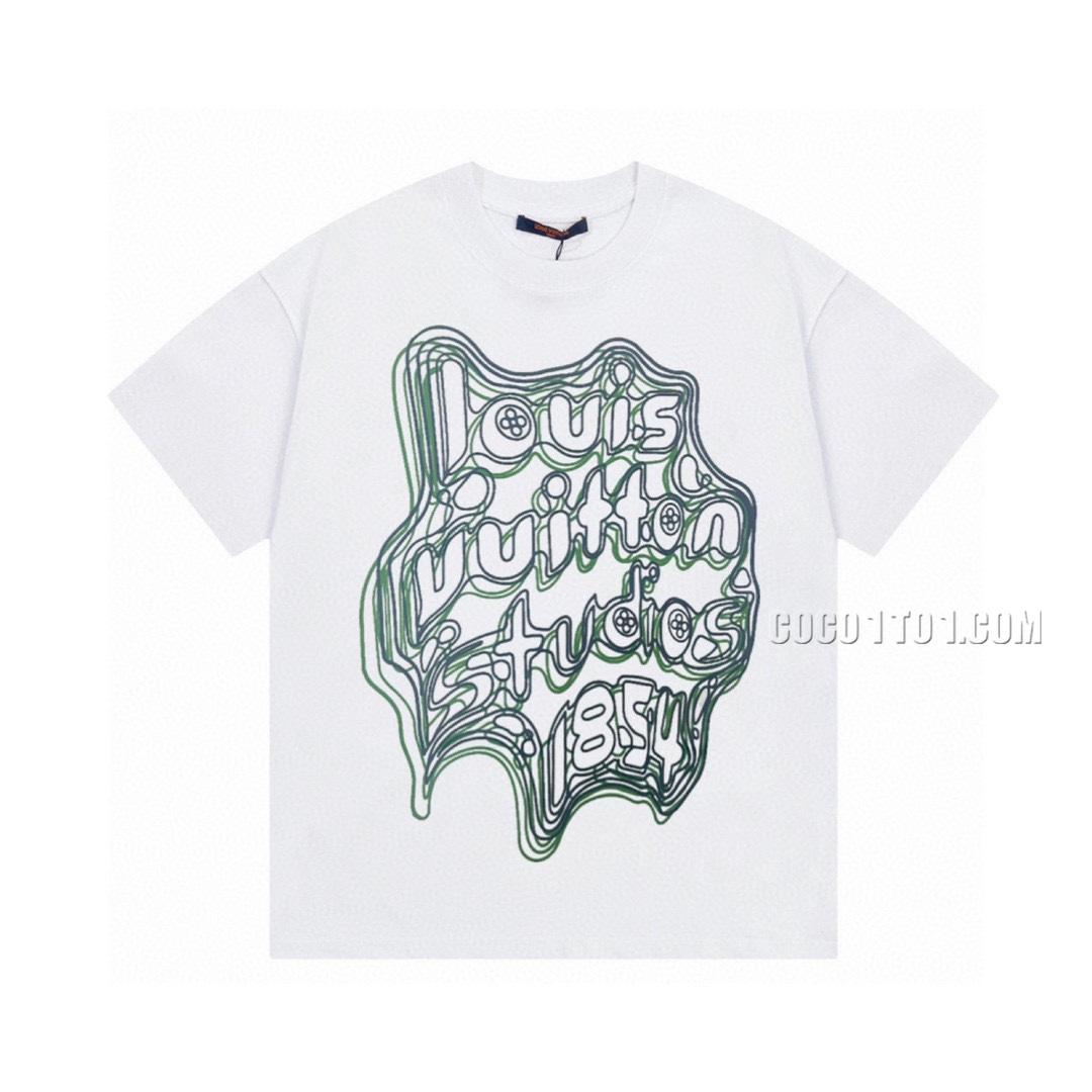 Louis Vuitton Limited Edition Runway Curve Printed Logo Short Sleeve T-shirt NLOUIS VUITTON42307