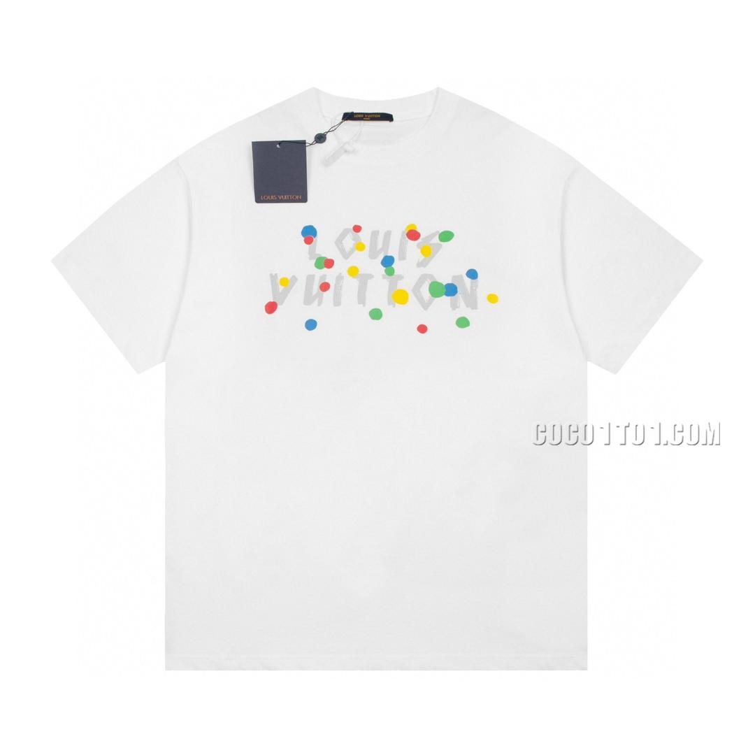 Louis Vuitton Limited Edition Show Latest Splatter Paint Colorful Graffiti Letter Print Short Sleeve T-shirt NLOUIS VUITTON42307
