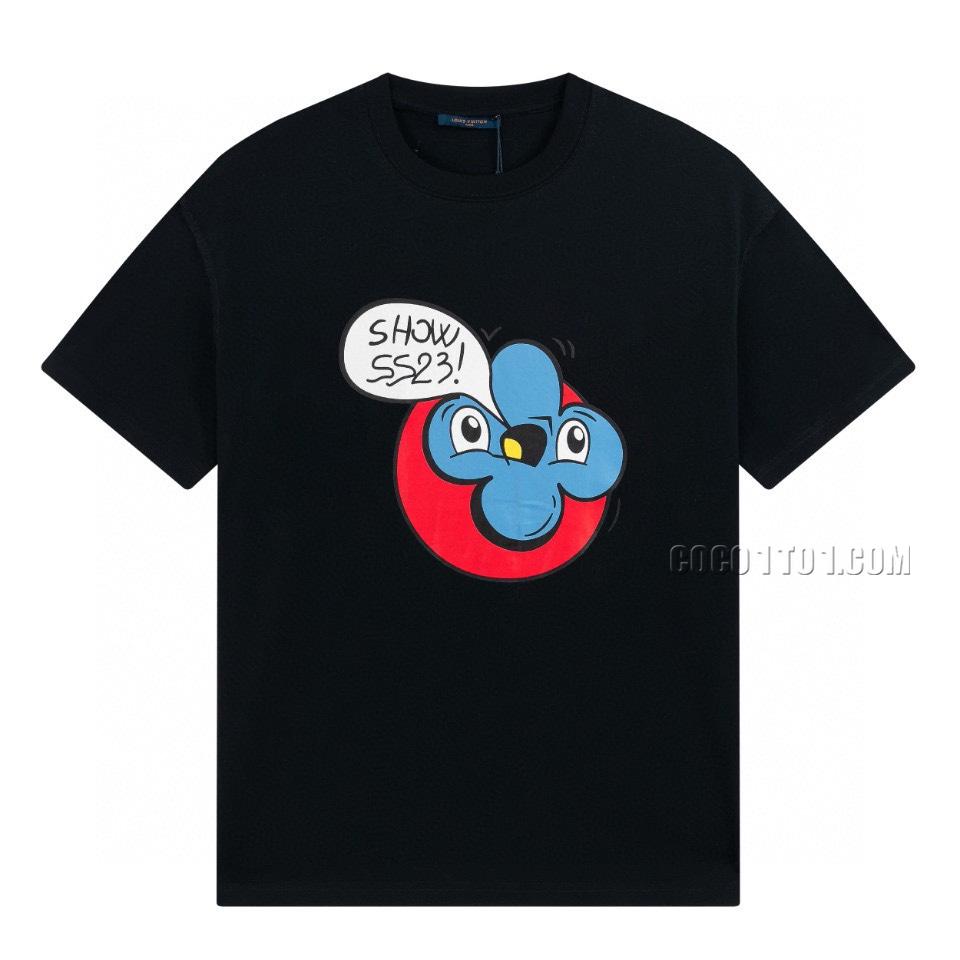 Louis Vuitton Limited Edition Show Cartoon Bamboo Graffiti Letter Print Short Sleeve T-shirt NLOUIS VUITTON42307