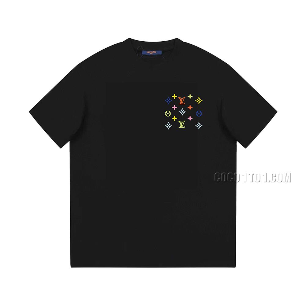 Louis Vuitton minimalist multicolor letter print and logo multicolor pattern round neck short-sleeved T-shirt NLOUIS VUITTON42307