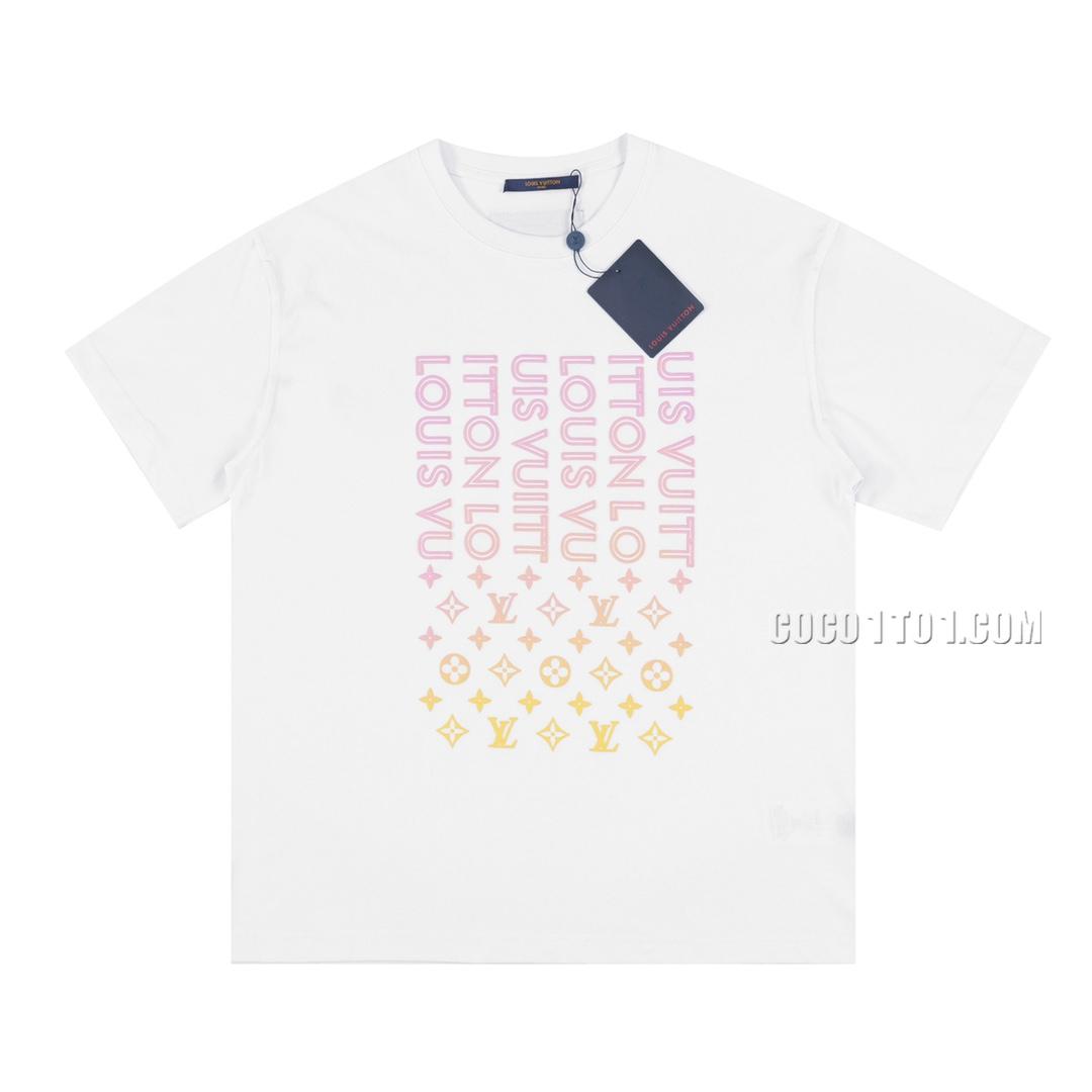 Louis Vuitton logo letter loop emblem print round neck short-sleeved T-shirt NLOUIS VUITTON42307