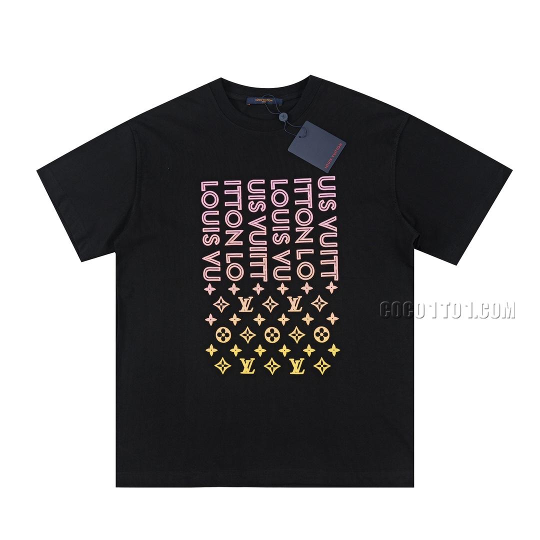 Louis Vuitton logo letter loop emblem print round neck short-sleeved T-shirt NLOUIS VUITTON42307