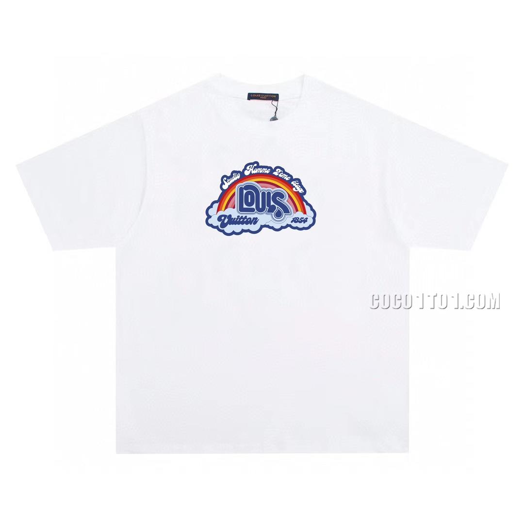 Louis Vuitton rainbow letter print round neck short-sleeved T-shirt NLOUIS VUITTON42307