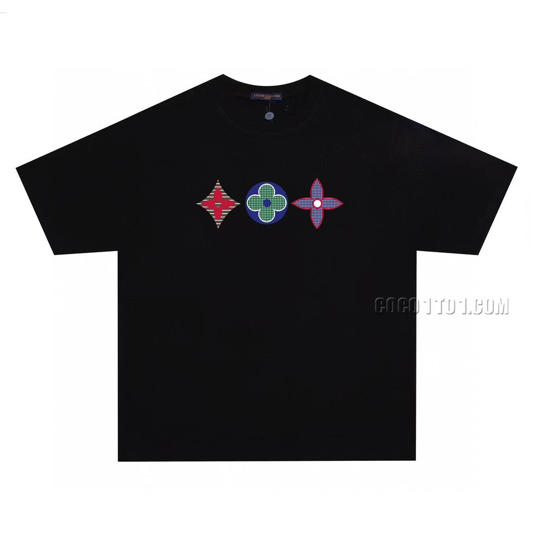 Louis Vuitton classic Monogram Canvas three-flower pattern print round neck short-sleeved T-shirt NLOUIS VUITTON42307