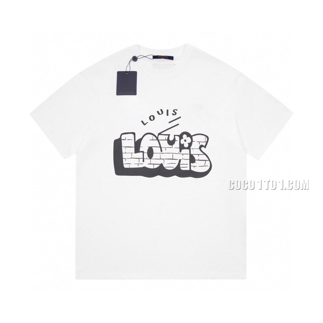 Louis Vuitton new limited edition novelty brick wall graffiti logo print round neck short-sleeved T-shirt NLOUIS VUITTON42307