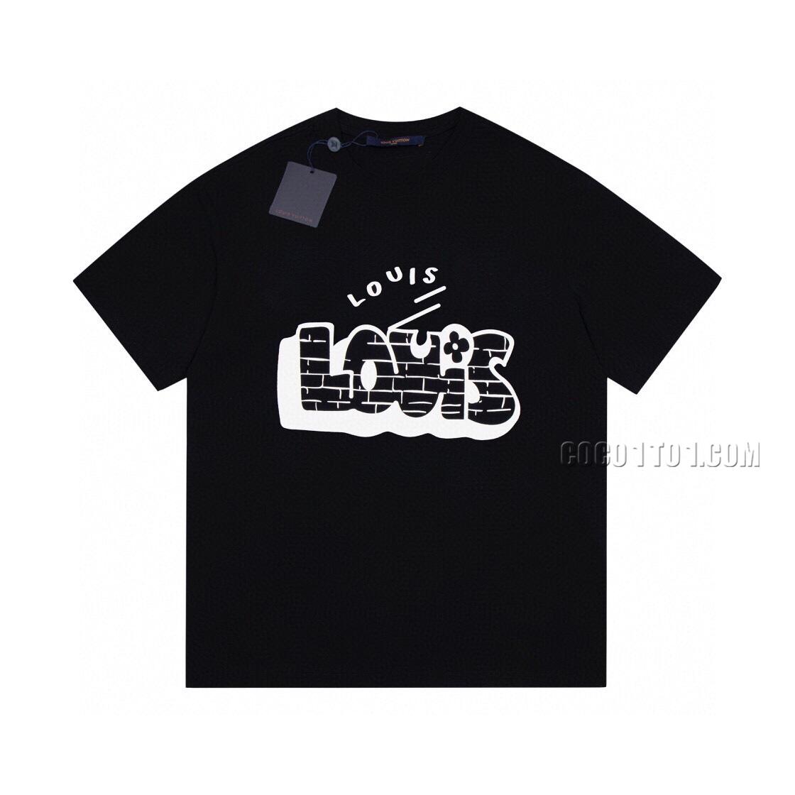 Louis Vuitton new limited edition novelty brick wall graffiti logo print round neck short-sleeved T-shirt NLOUIS VUITTON42307