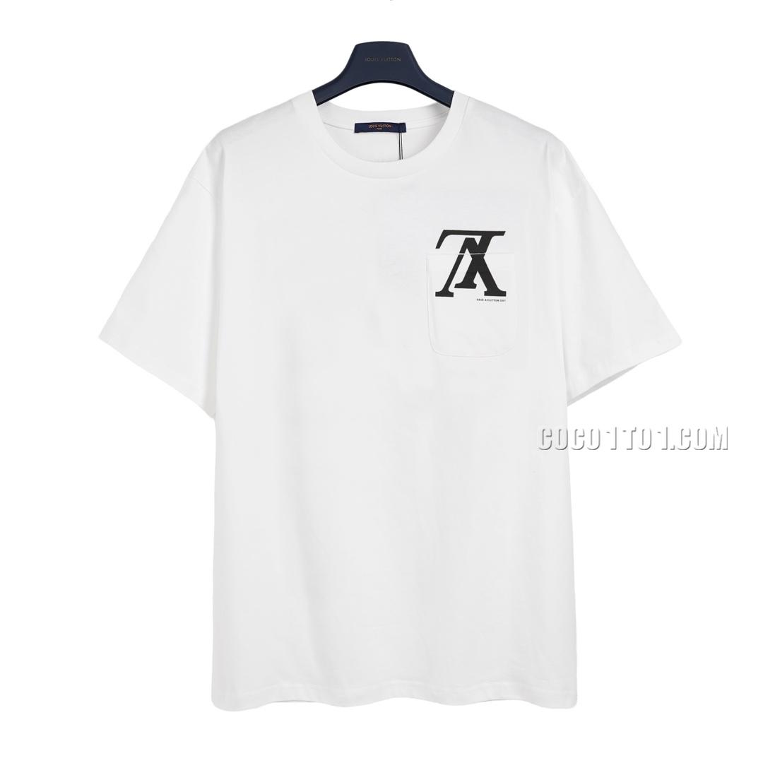 Louis Vuitton front and back letter pocket upside-down logo print short-sleeved T-shirt NLOUIS VUITTON42307
