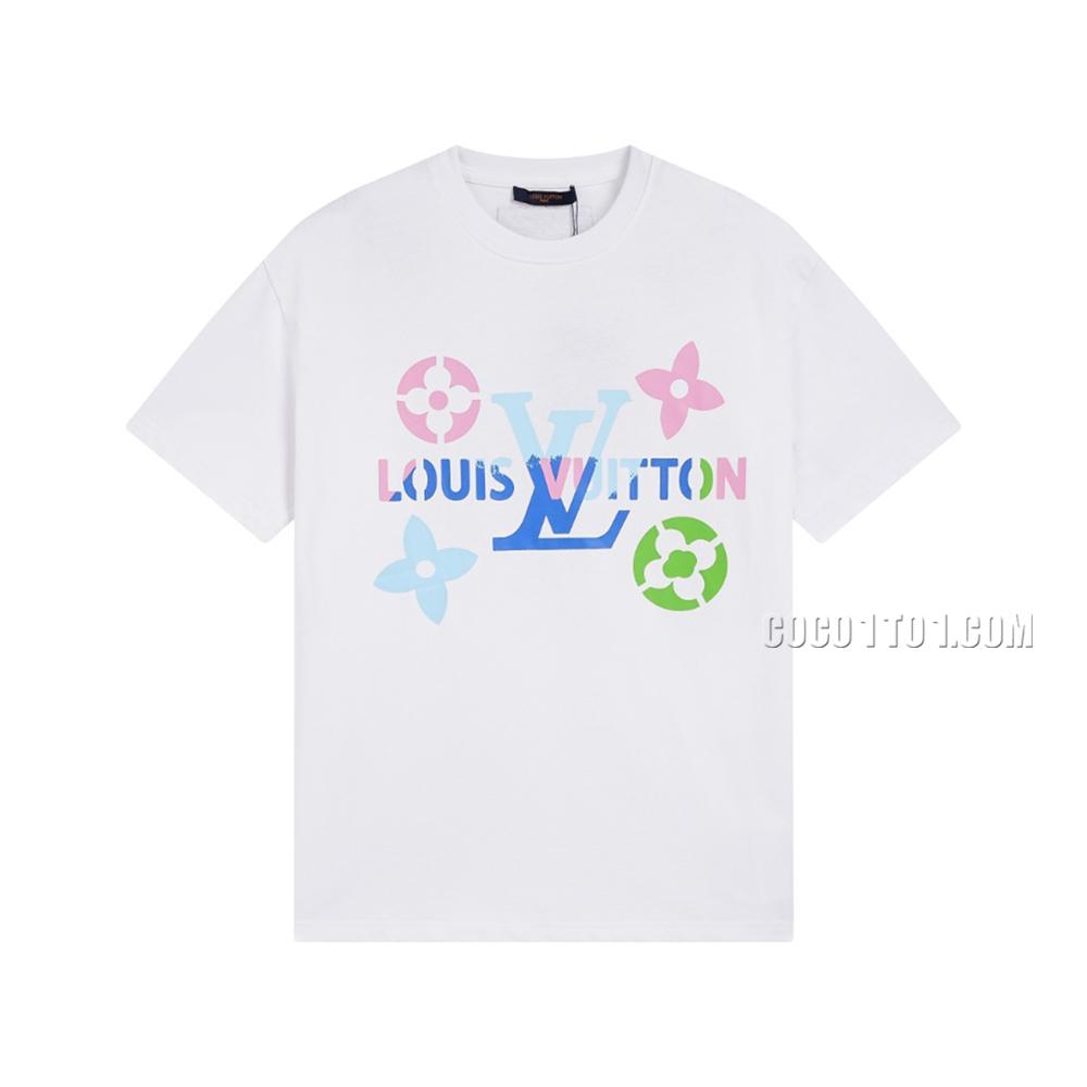 Louis Vuitton classic short-sleeved T-shirt NLOUIS VUITTON42307 with colorful gradient graffiti pattern logo print