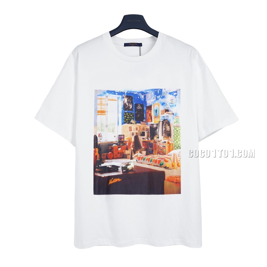 Louis Vuitton room oil painting graffiti print short-sleeved T-shirt NLOUIS VUITTON42307