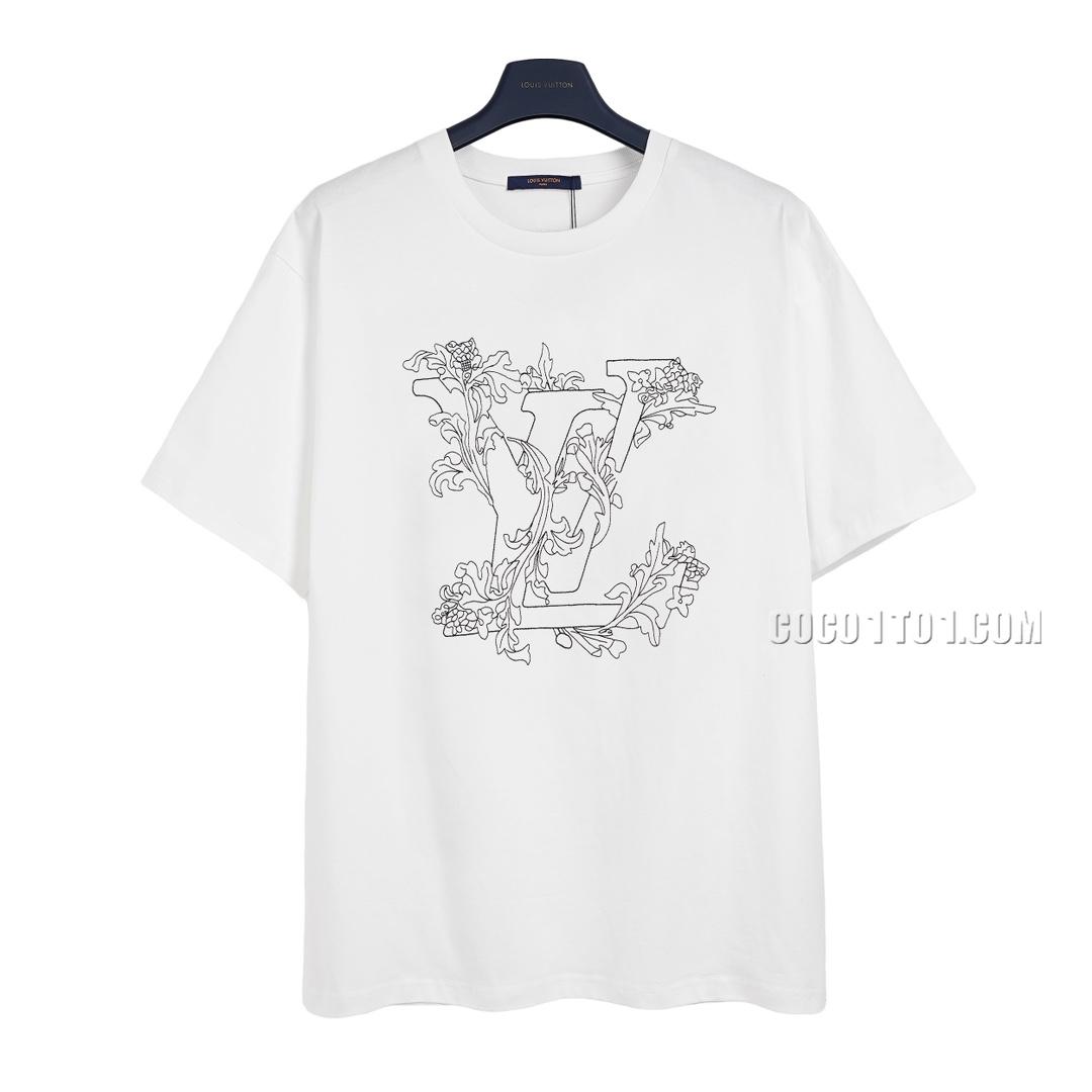 Louis Vuitton chest floral embroidery logo short-sleeved T-shirt NLOUIS VUITTON42307