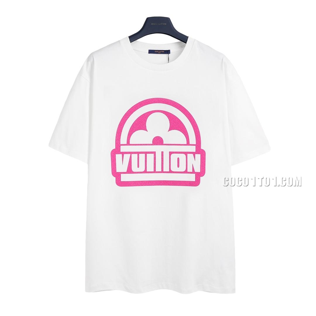 Louis Vuitton cherry blossom pink four-leaf clover print short-sleeved T-shirt NLOUIS VUITTON42307