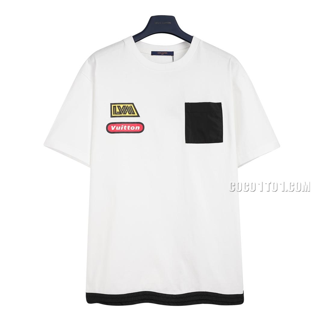 Louis Vuitton drawstring patchwork nylon pocket print short-sleeved T-shirt NLOUIS VUITTON42307