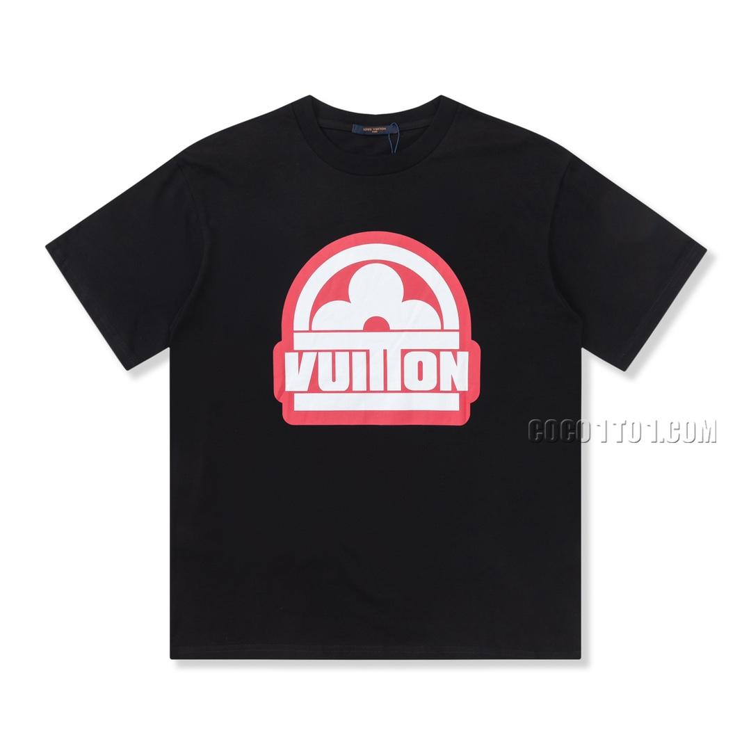 Louis Vuitton raspberry pink letter print short-sleeved T-shirt NLOUIS VUITTON42307