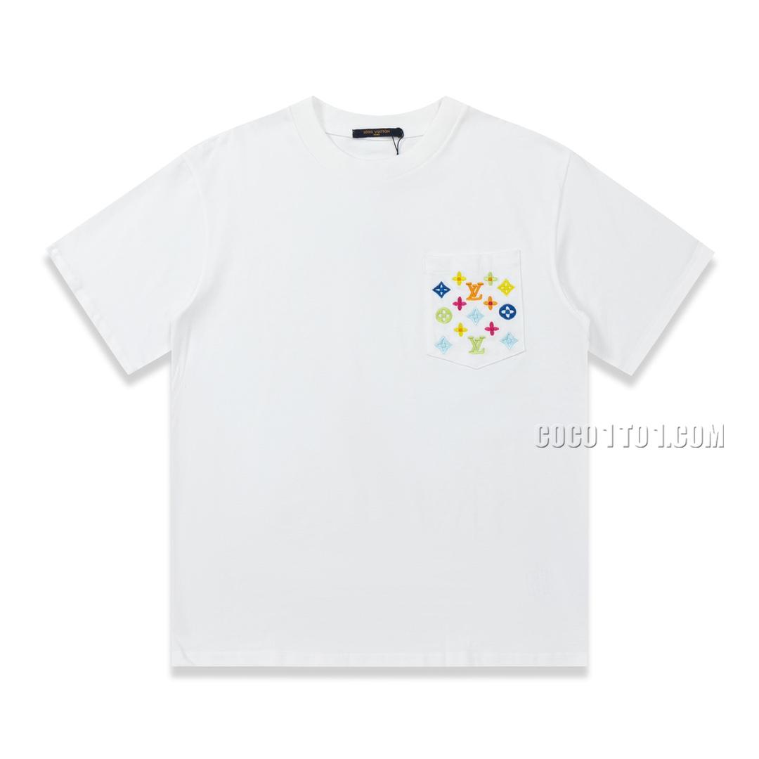 Louis Vuitton minimalist pocket multicolor embroidered short-sleeved T-shirt NLOUIS VUITTON42307