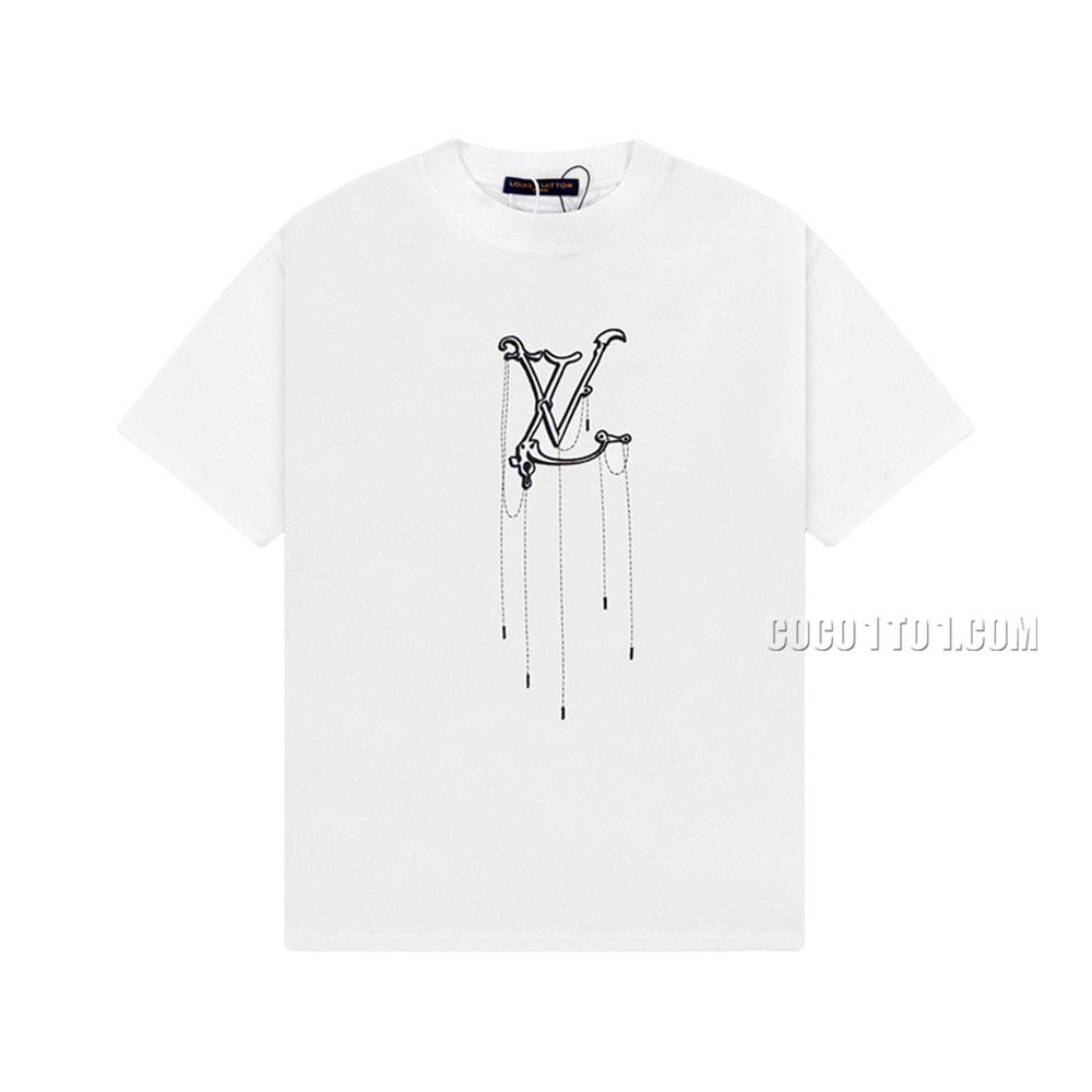 Louis Vuitton Logo Pendant Embroidered Short Sleeve T-shirt NLOUIS VUITTON42307