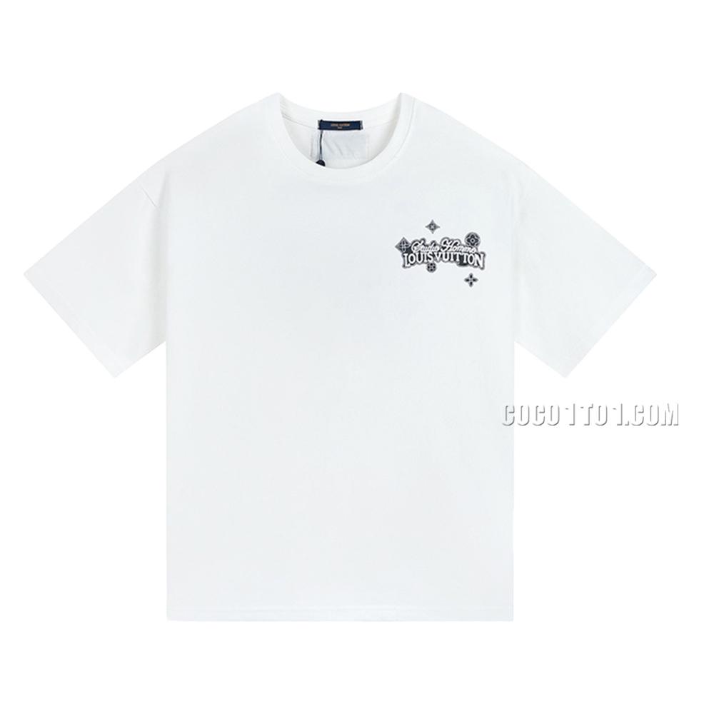 Louis Vuitton Letter Sunflower Logo Spring/Summer New Cartoon Letter Print Fashion Casual Short-Sleeve T-shirt NLOUIS VUITTON42307