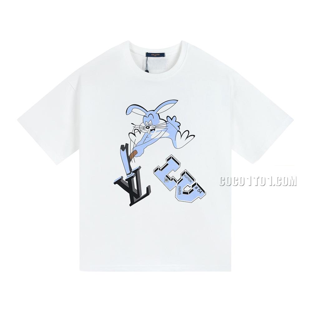 Louis Vuitton Bunny Parrot Logo Spring/Summer New Cartoon Anime Print Fashion Casual Short-Sleeve T-shirt NLOUIS VUITTON42307
