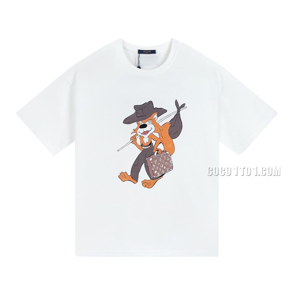 Louis Vuitton Fox Handbag Logo Spring/Summer New Cartoon Anime Print Fashion Casual Short-Sleeve T-shirt NLOUIS VUITTON42307