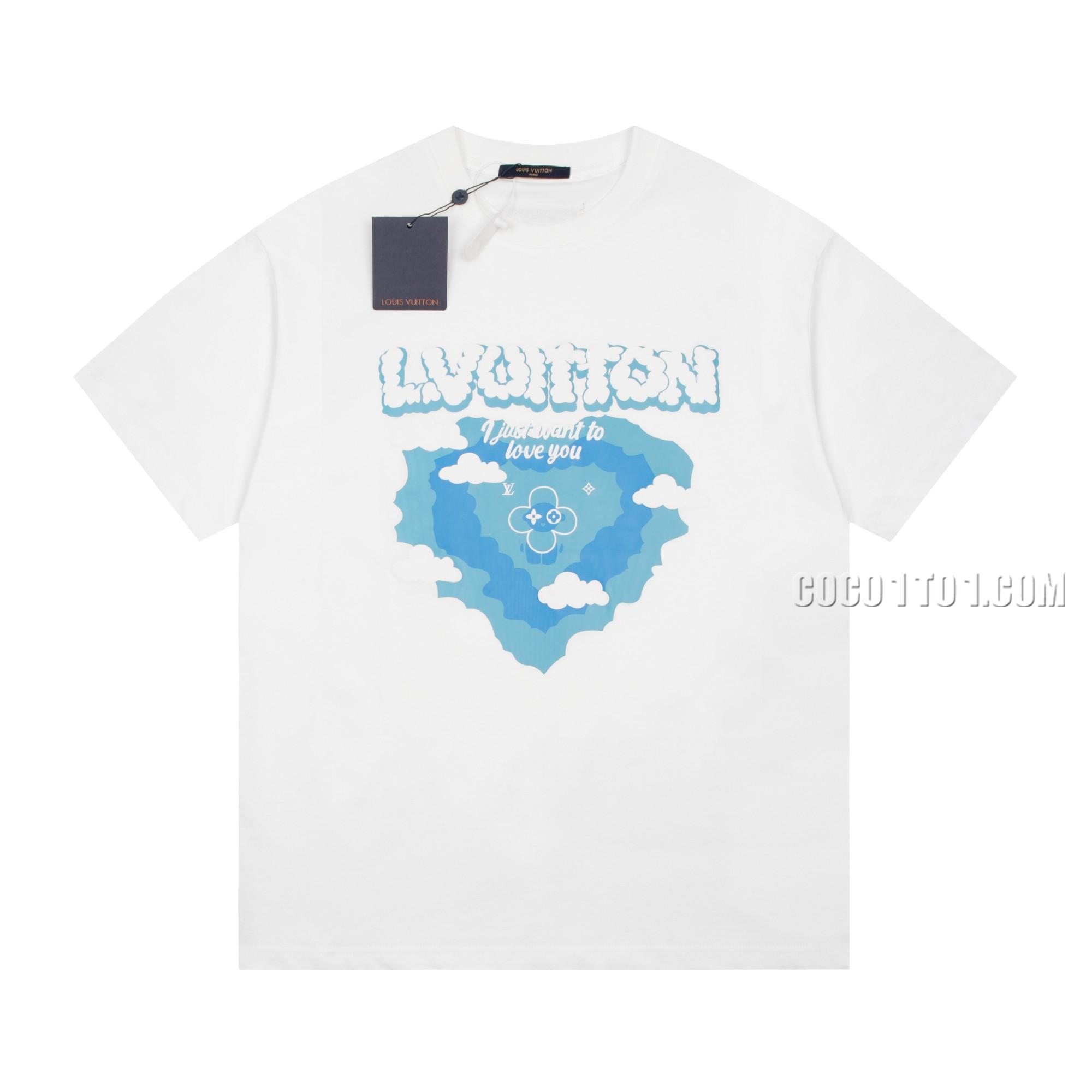 Louis Vuitton Blue Sky and White Clouds Print Round Neck Short Sleeve T-shirt NLOUIS VUITTON42307