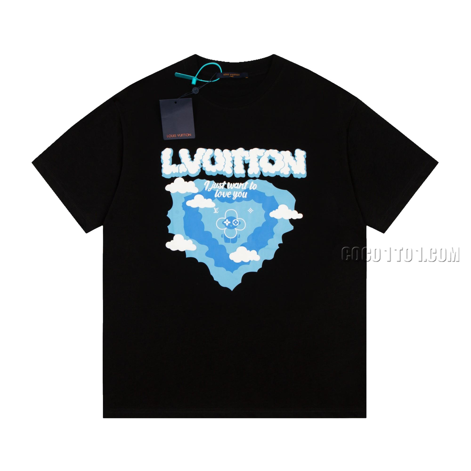 Louis Vuitton Blue Sky and White Clouds Print Round Neck Short Sleeve T-shirt NLOUIS VUITTON42307