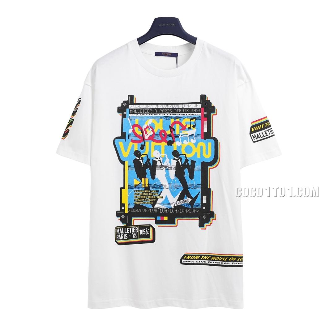 Louis Vuitton Louis Vuitton Jazz Band Spray Print Short Sleeve T-shirt NLOUIS VUITTON42307