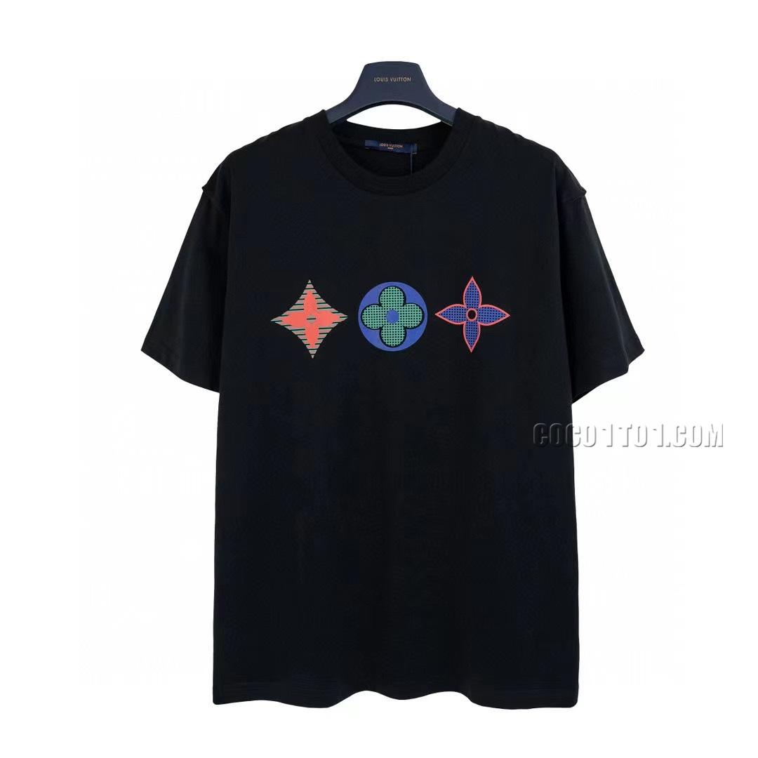 Louis Vuitton* Louis Vuitton Classic Monogram Flower Logo Short-Sleeve T-shirt NLOUIS VUITTON42307