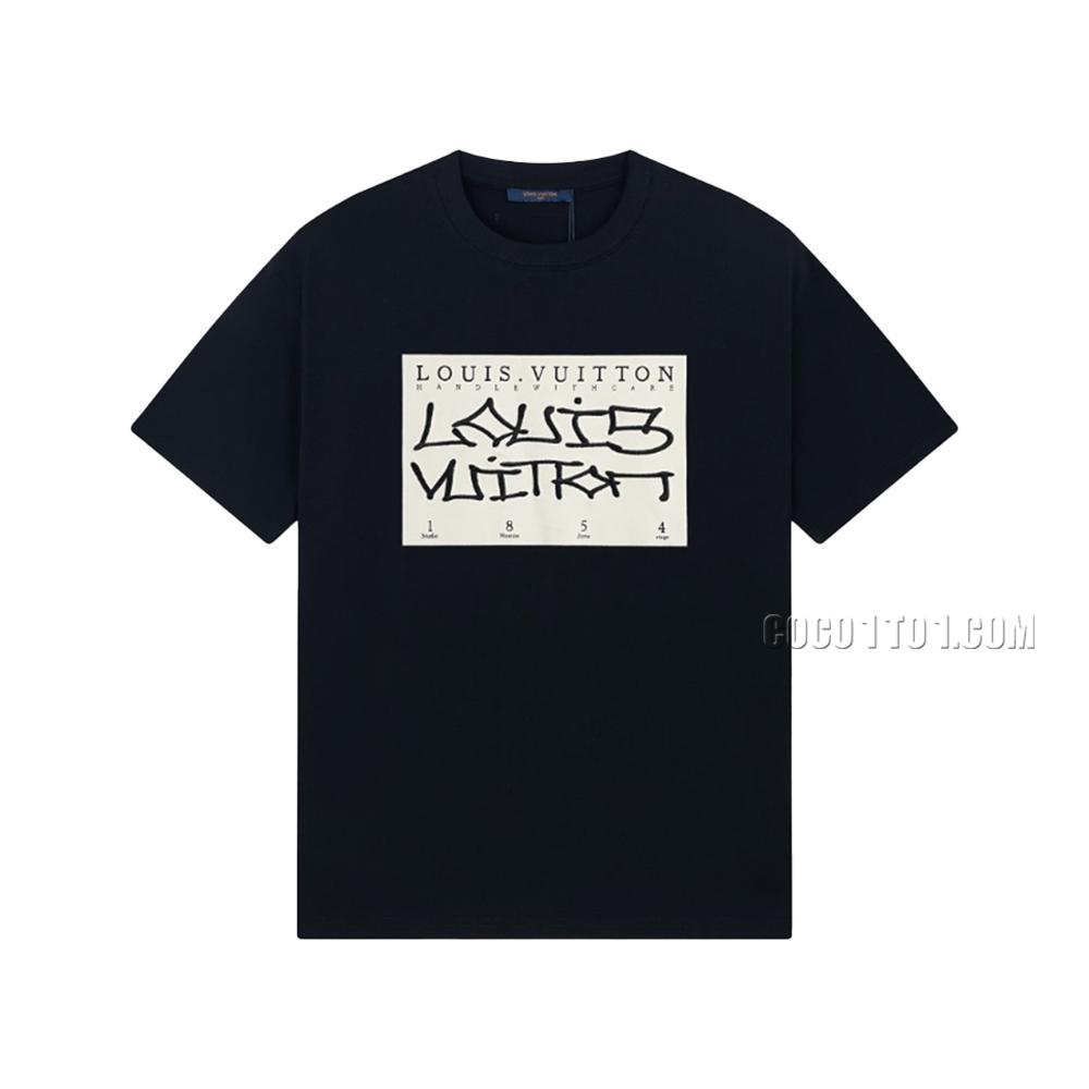 Louis Vuitton Printed Base Embroidered Script Logo Short Sleeve T-shirt NLOUIS VUITTON42307