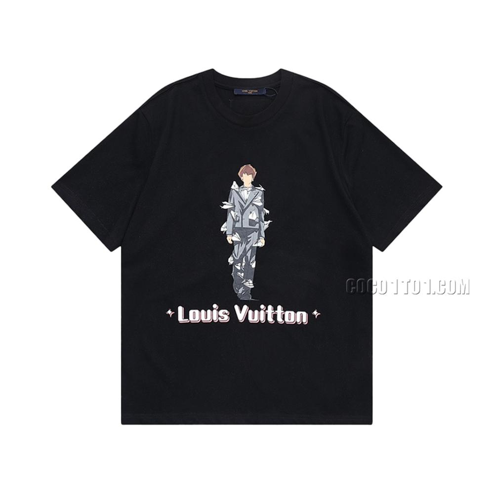 Louis Vuitton New Round Neck Short Sleeve T-shirt NLOUIS VUITTON42307 with Fashion Show Characters