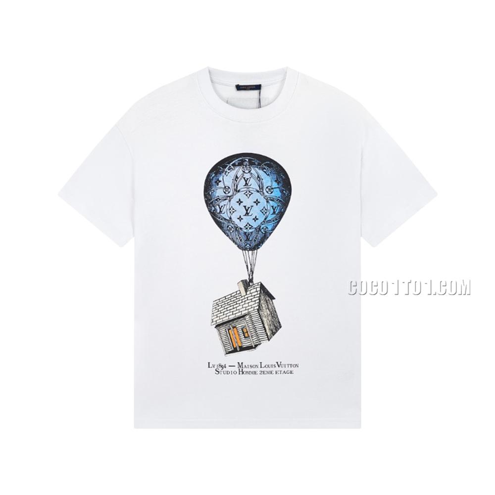 Louis Vuitton Hot Air Balloon House Pattern Printed Short Sleeve T-shirt NLOUIS VUITTON42307