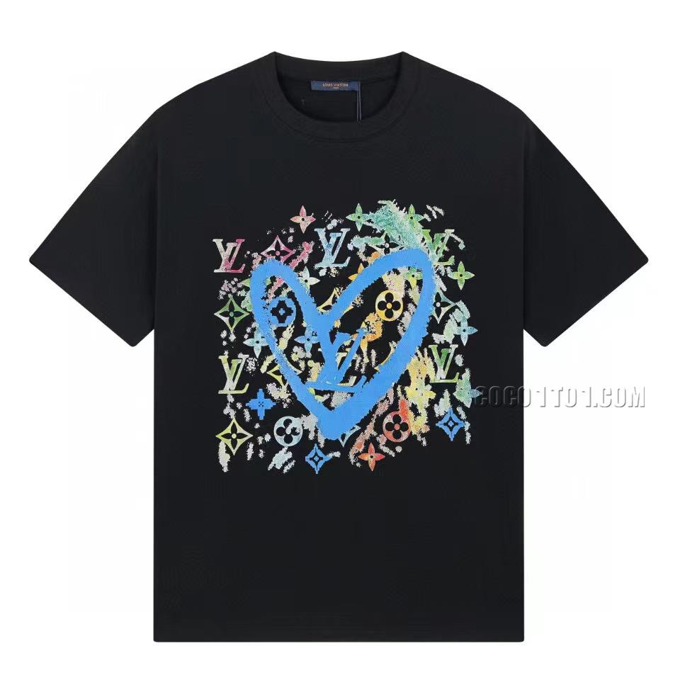 Louis Vuitton 520 Limited Edition Full Print Color Sketch Graffiti Embossed Short Sleeve T-shirt NLOUIS VUITTON42307
