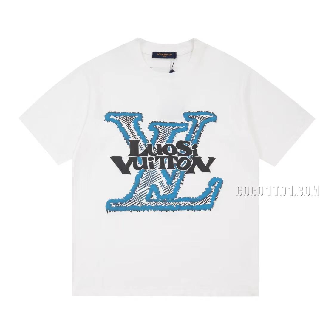 Louis Vuitton suede foam letter embossed pattern logo short-sleeved T-shirt NLOUIS VUITTON42307