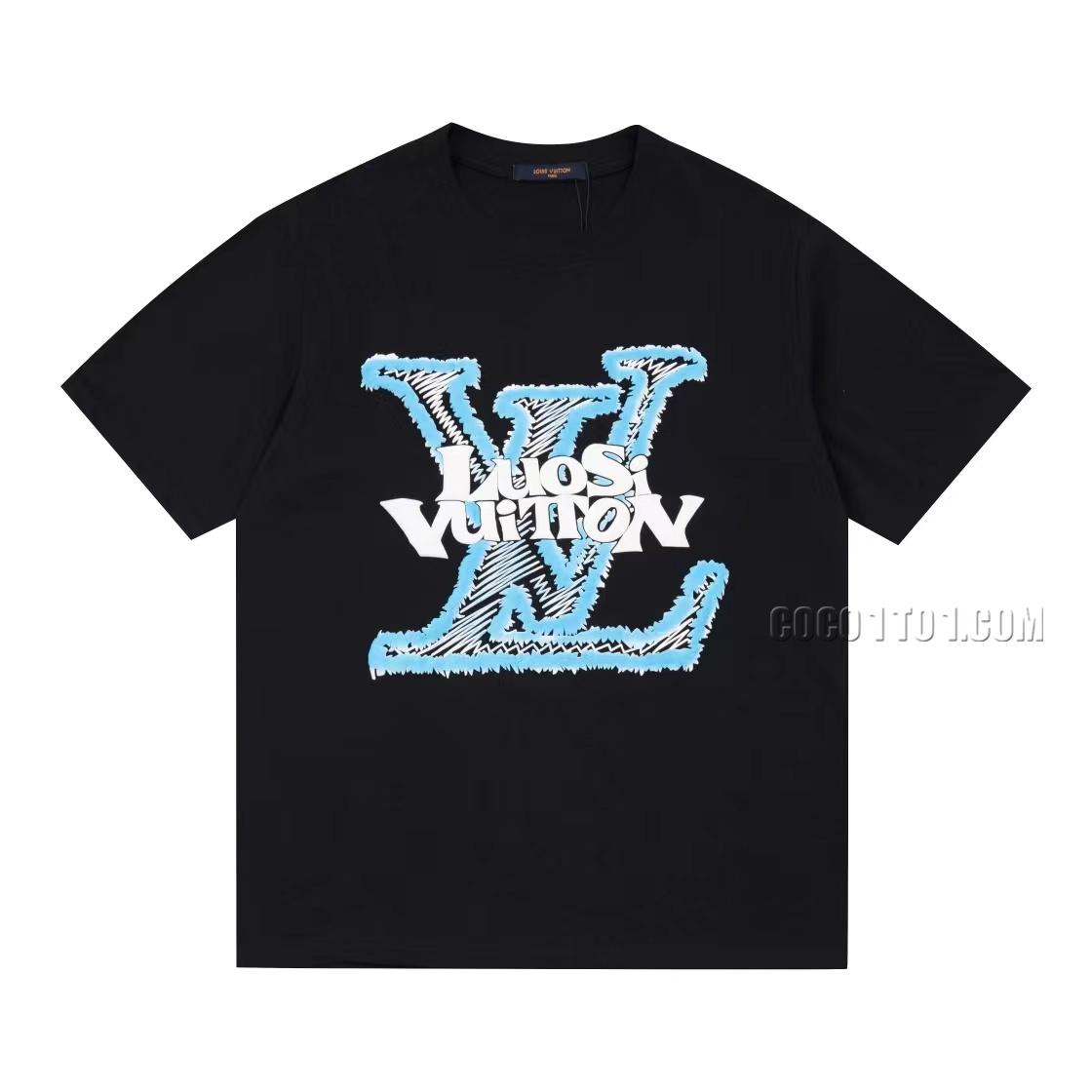 Louis Vuitton suede foam letter embossed pattern logo short-sleeved T-shirt NLOUIS VUITTON42307