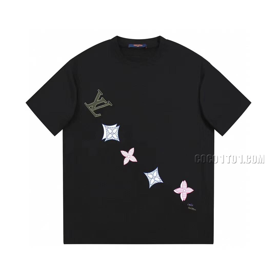 Louis Vuitton limited edition purple three-flower short-sleeved T-shirt NLOUIS VUITTON42307