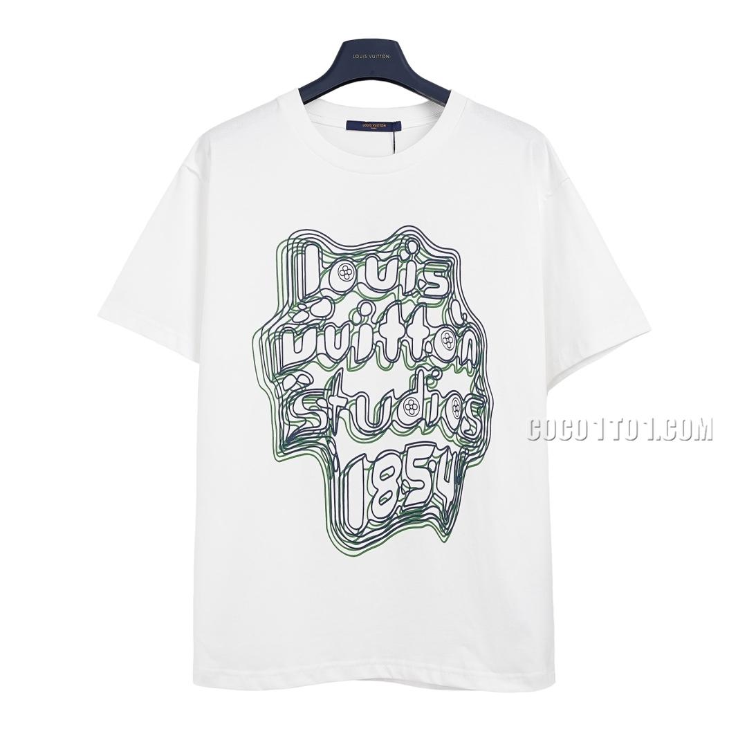 Louis Vuitton runway limited edition curved letter short-sleeved T-shirt NLOUIS VUITTON42307