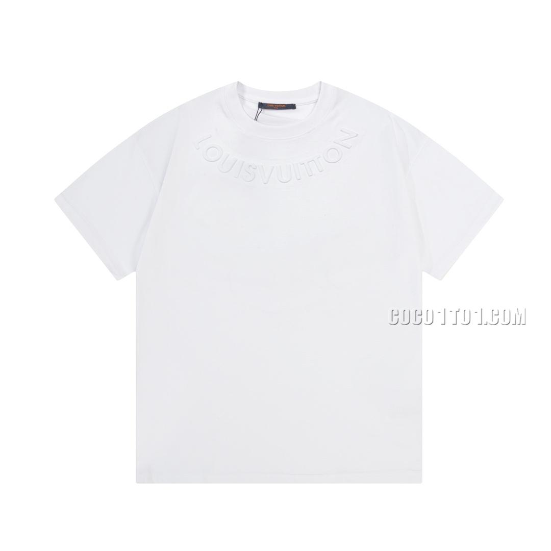 Louis Vuitton collar letter embossed 3D logo short-sleeved T-shirt NLOUIS VUITTON42307